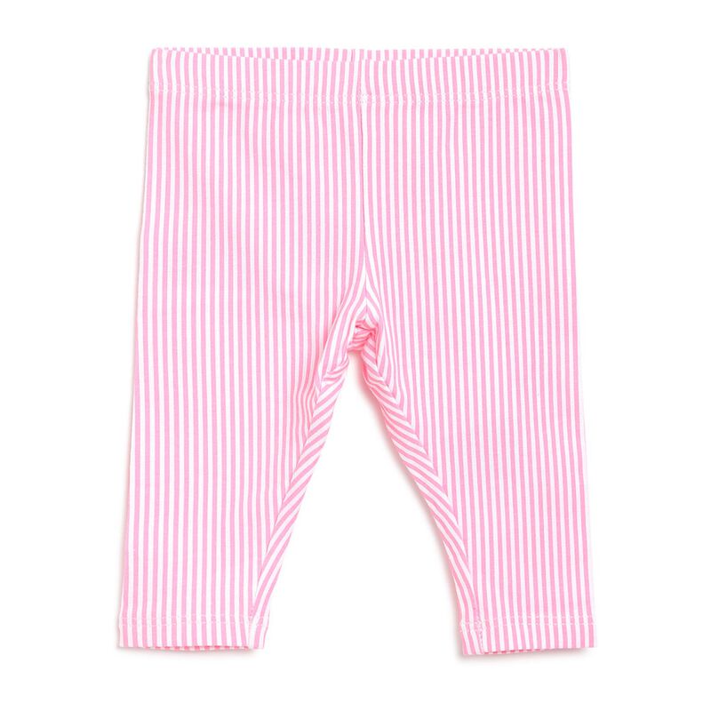 Girls White & Pink Striped Leggings image number null